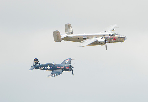 North American B-25J Mitchell + Chance Vought F4U-4 Corsair
